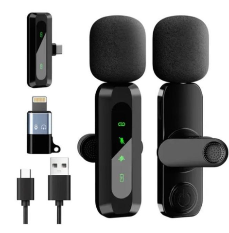 ⭐ 5.0 (5 703 vendus )Microphone Cravate Sans Fil 2.4G HD avec Écran LED