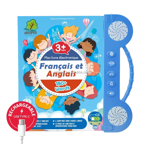 ⭐ 4.9 (13 250 vendus ) Nouveau livre d'Apprentissage Sonore Interactif Bilingue (Français/Anglais) pour Enfants