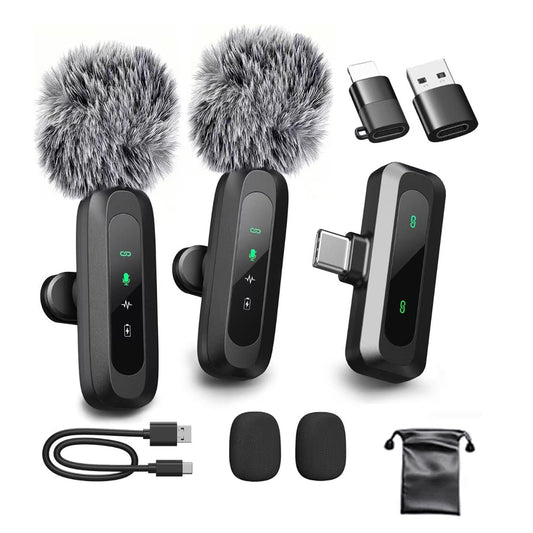 ⭐ 5.0 (5 703 vendus )Microphone Cravate Sans Fil 2.4G HD avec Écran LED