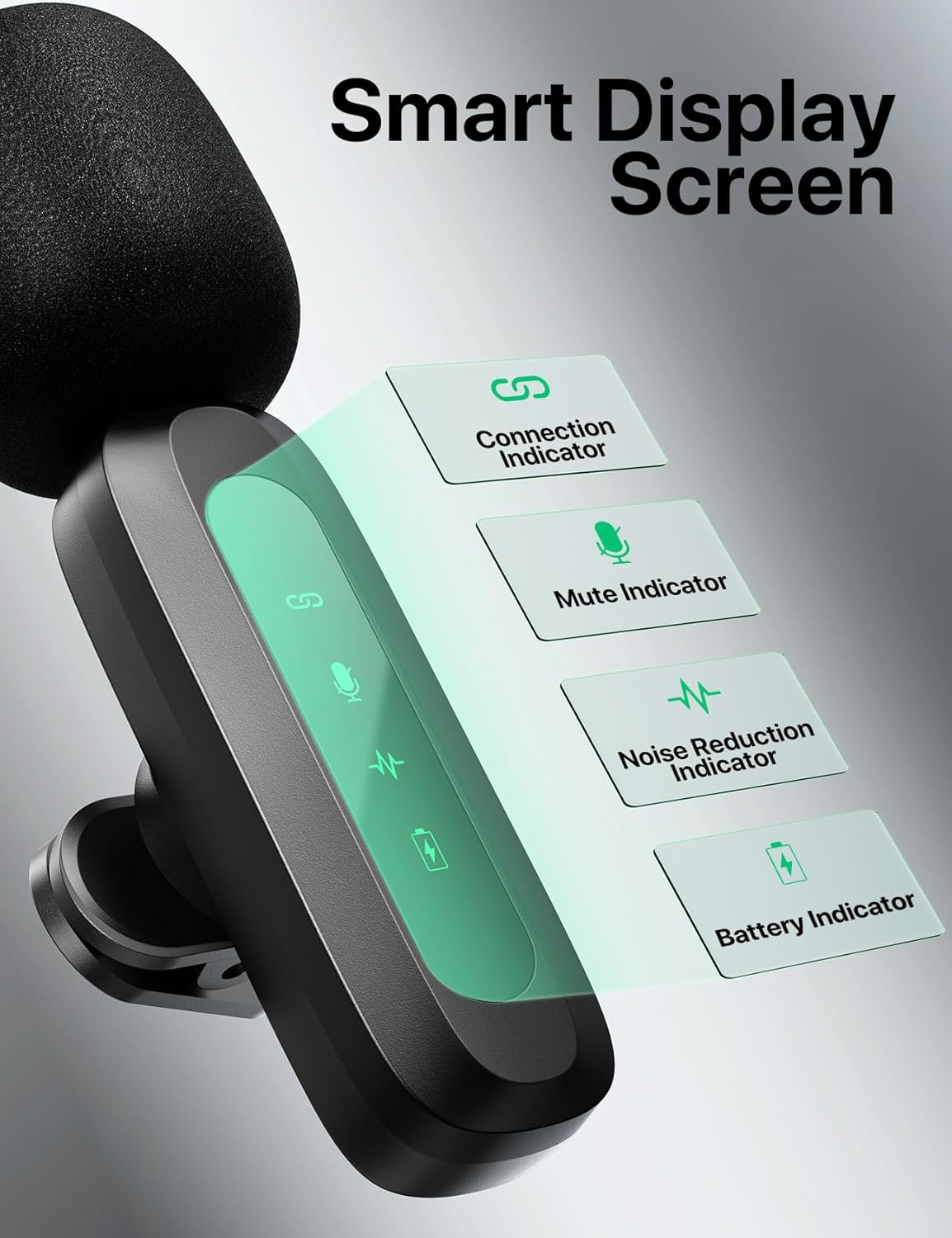 ⭐ 5.0 (5 703 vendus )Microphone Cravate Sans Fil 2.4G HD avec Écran LED