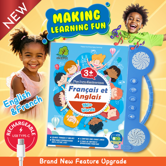 ⭐ 4.9 (13 250  vendus )  Nouveau livre d'Apprentissage Sonore Interactif Bilingue (Français/Anglais)  pour Enfants